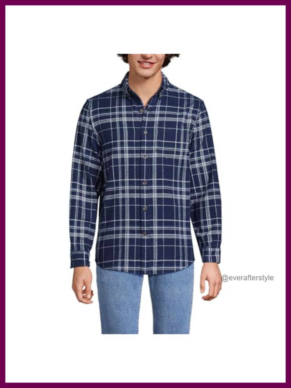 Lands' End Men's 100% Cotton Flannel Button-Down Shirt Classic Fit